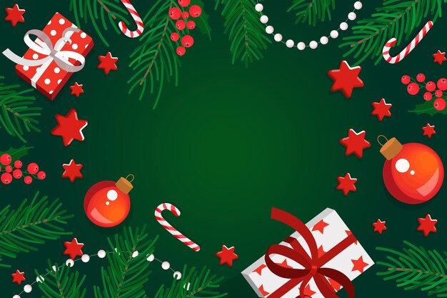 Fondo de ramas de árbol de navidad en diseño plano