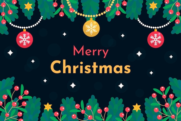 Fondo de ramas de árbol de navidad en diseño plano