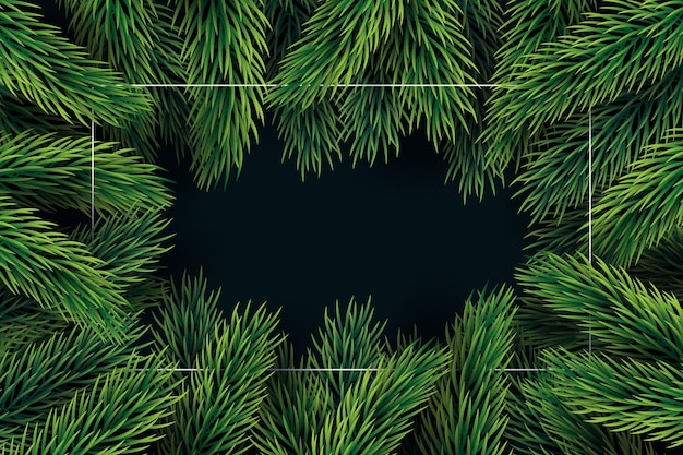 Fondo de ramas de árbol de Navidad de diseño plano