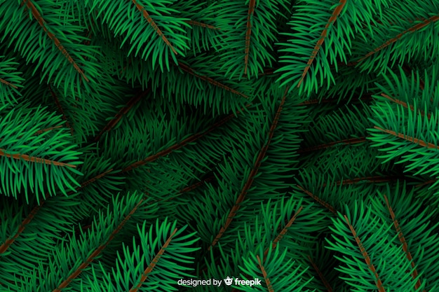 Vector gratuito fondo de ramas de árbol de navidad realista