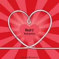 Vector gratuito fondo de rayos con cuerda formando un corazón