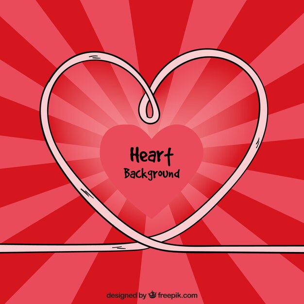 Fondo de rayos con cuerda formando un corazón
