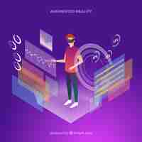 Vector gratuito fondo de realidad aumentada en estilo isométrico