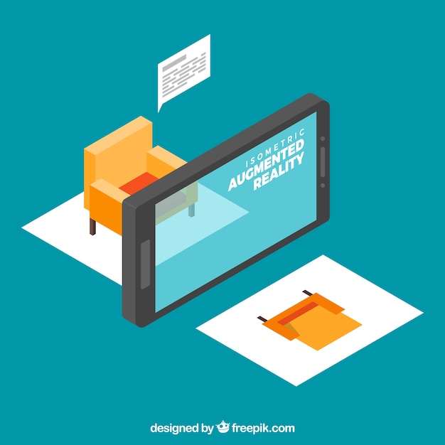 Vector gratuito fondo de realidad aumentada en estilo isométrico