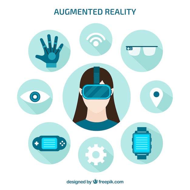 Vector gratuito fondo de realidad aumentada en estilo plano