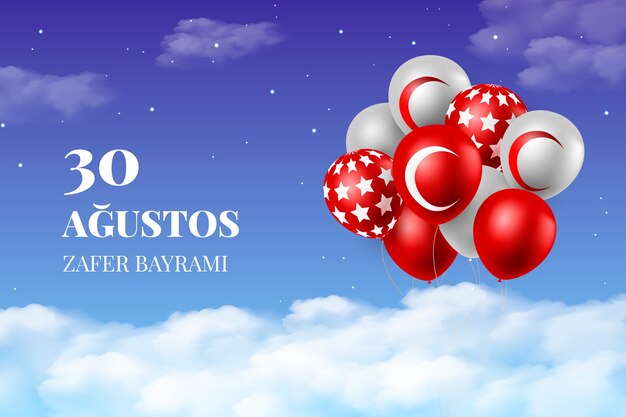 Vector gratuito fondo realista de 30 agustos con globos