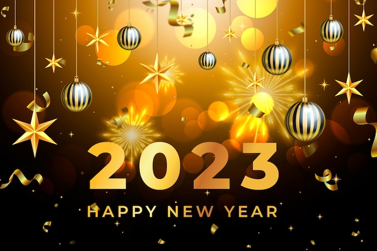 Vector gratuito fondo realista de año nuevo 2023