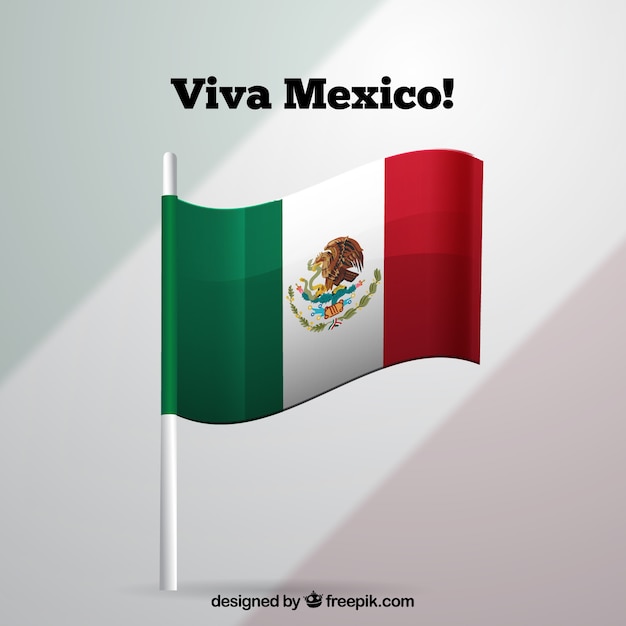 Vector gratuito fondo realista de la bandera mexicana