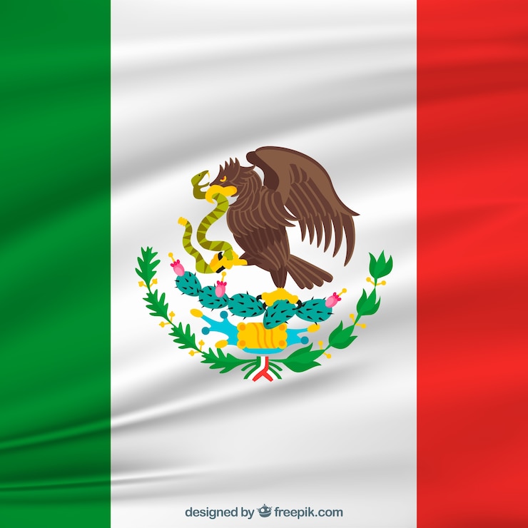 Vector gratuito fondo realista de la bandera mexicana
