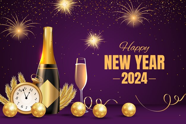 Fondo realista para la celebración del año nuevo 2024.