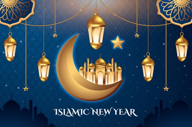 Fondo realista para la celebración del año nuevo islámico