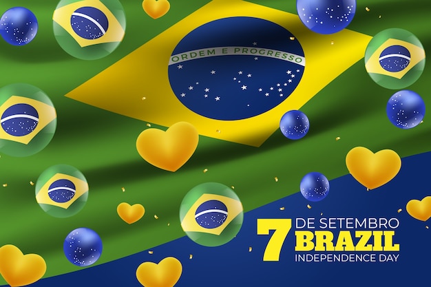 Vector gratuito fondo realista para la celebración del día de la independencia brasileña