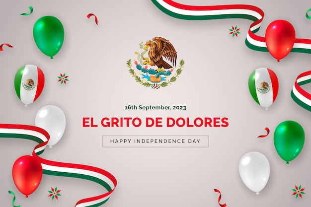 Vector gratuito fondo realista para la celebración del día de la independencia de méxico