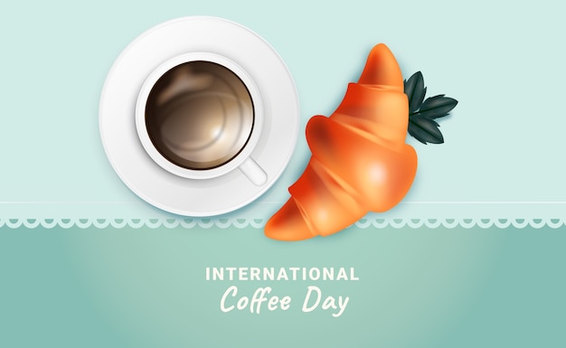 Vector gratuito fondo realista para la celebración del día mundial del café