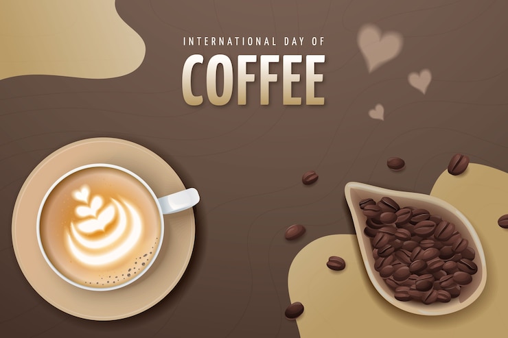 Vector gratuito fondo realista para la celebración del día mundial del café