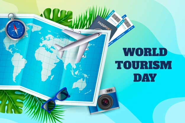 Fondo realista para la celebración del día mundial del turismo.