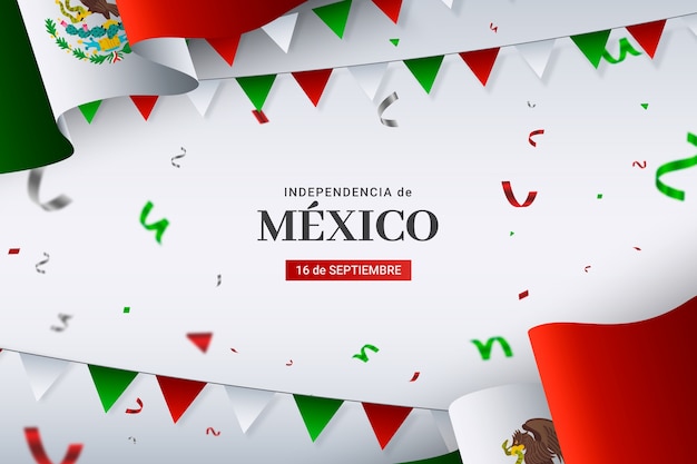 Vector gratuito fondo realista para la celebración de la independencia de méxico