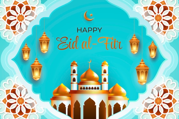 Vector gratuito fondo realista para la celebración islámica de eid al-fitr