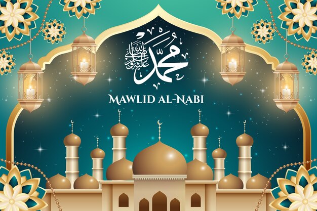 Fondo realista para la celebración de mawlid al-nabi