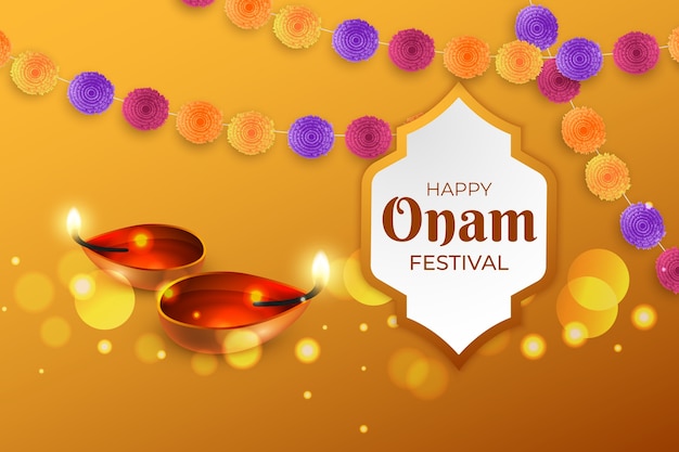 Vector gratuito fondo realista para la celebración de onam