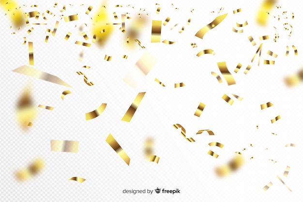 Vector gratuito fondo realista de confeti dorado