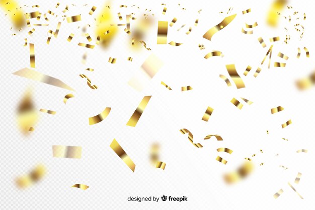 Fondo realista de confeti dorado