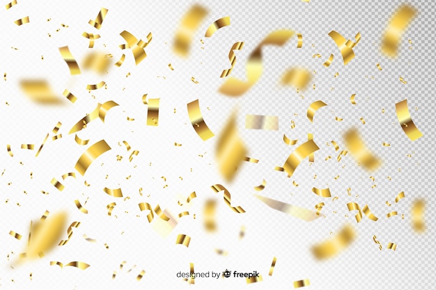 Fondo realista de confeti dorado