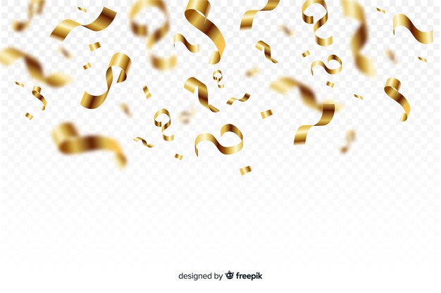 Fondo realista de confeti dorado