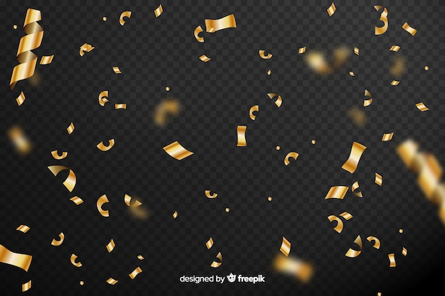 Fondo realista de confeti dorado