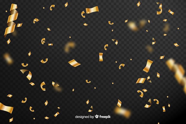 Fondo realista de confeti dorado