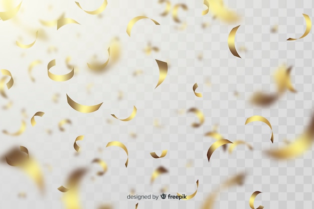 Vector gratuito fondo realista de confeti dorado