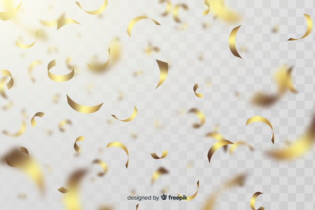 Fondo realista de confeti dorado