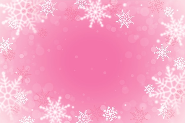 Fondo realista de copos de nieve rosados