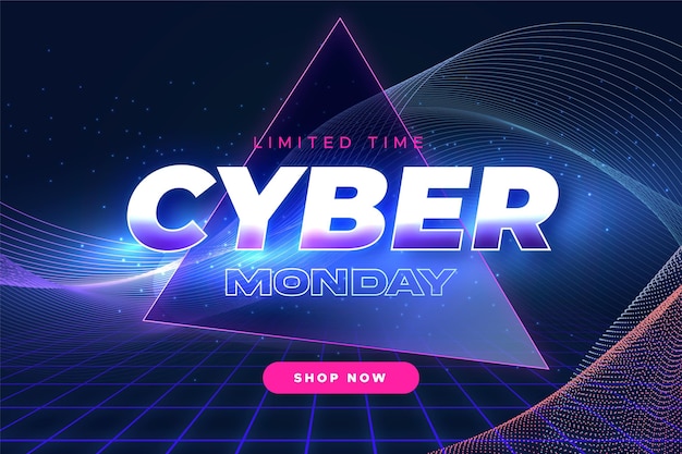 Fondo realista de cyber monday ondulado