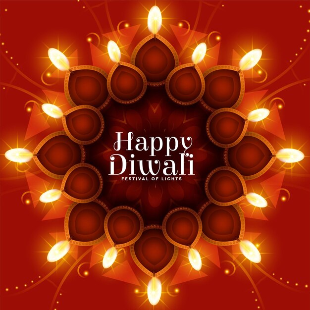 Fondo realista decorativo feliz diwali festival diya