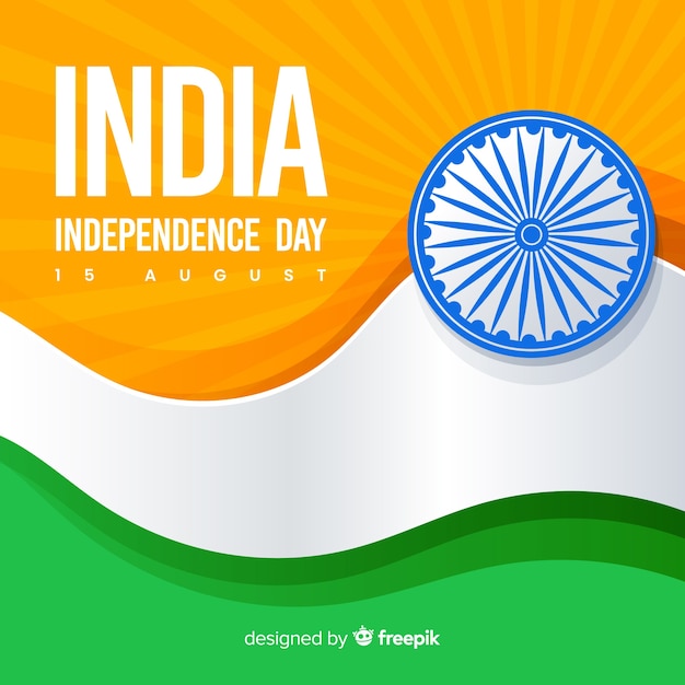 Fondo realista del día de la independencia de india en diseño plano