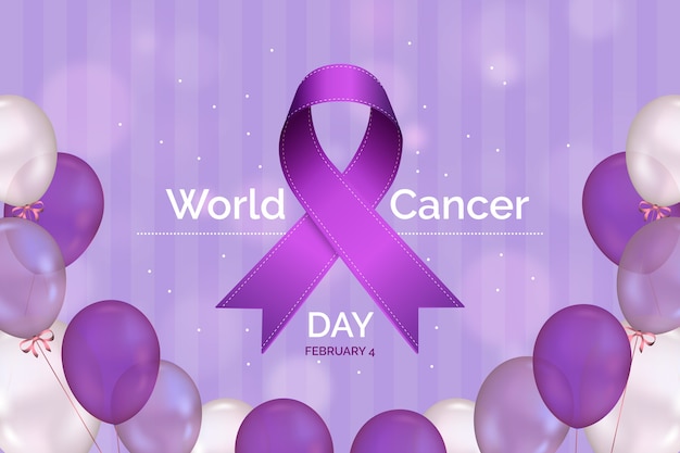 Vector gratuito fondo realista del día mundial del cáncer