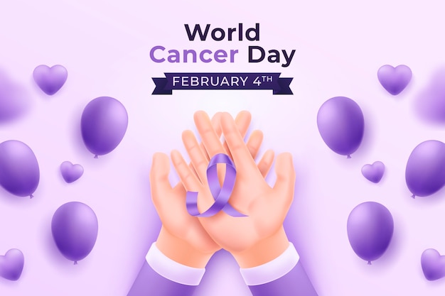 Vector gratuito fondo realista del día mundial del cáncer