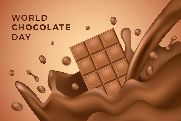 Vector gratuito fondo realista del día mundial del chocolate con chocolate