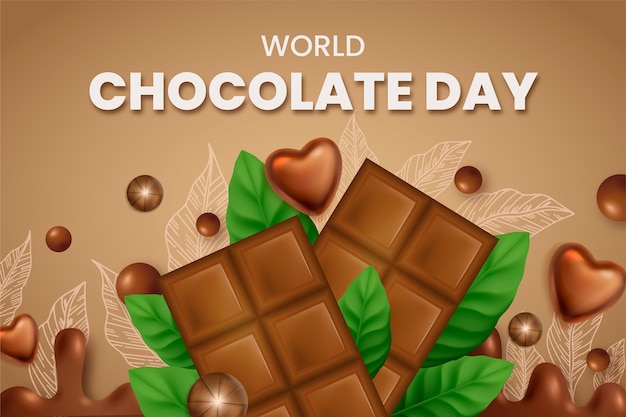 Vector gratuito fondo realista del día mundial del chocolate con chocolate