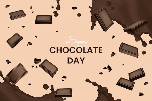 Vector gratuito fondo realista del día mundial del chocolate con chocolate