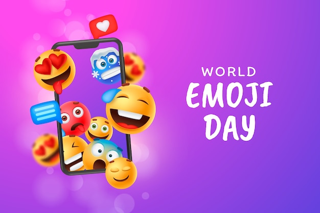 Fondo realista del día mundial del emoji con emoticonos