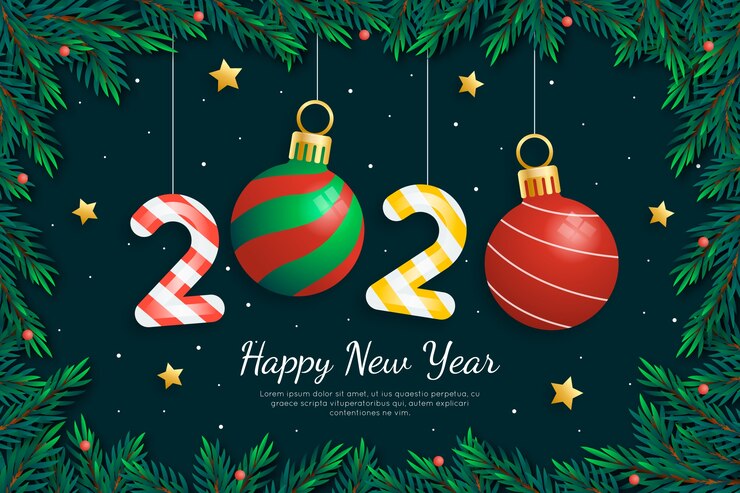 Vector gratuito fondo realista divertido año nuevo 2020