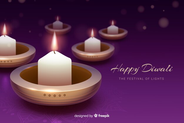 Fondo realista diwali con velas