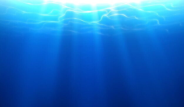 Fondo realista del efecto del sol de la ondulación del agua con los rayos del sol que se abren paso a través del agua