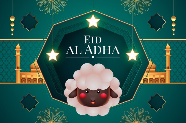 Vector gratuito fondo realista de eid al-adha con ovejas