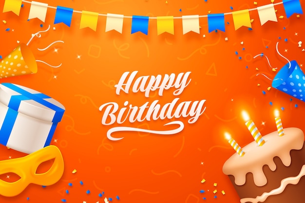 Vector gratuito fondo realista de felicitación de cumpleaños