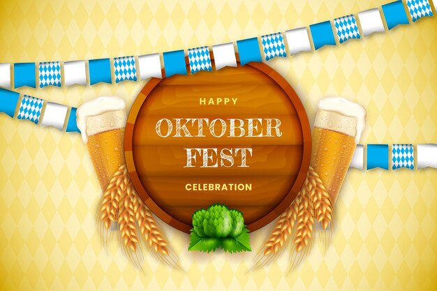 Vector gratuito fondo realista para el festival de oktoberfest