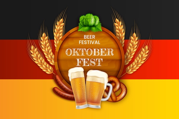 Vector gratuito fondo realista para el festival de oktoberfest