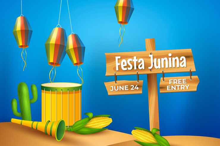 Vector gratuito fondo realista de fiestas juninas